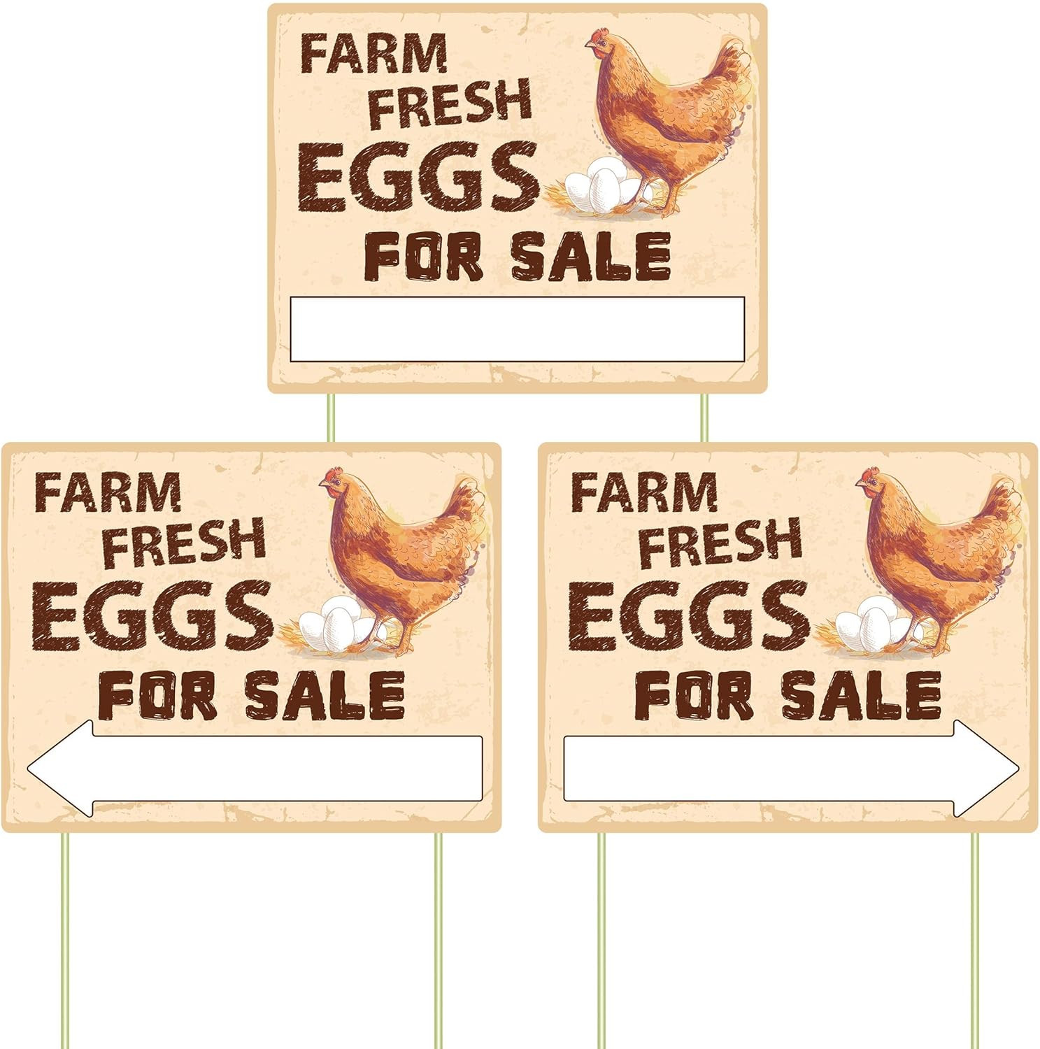 3Pcs Double Sided Farm Fresh Eggs Sign Eggs for Sale Sign Corrugated Plastic Fre gallery