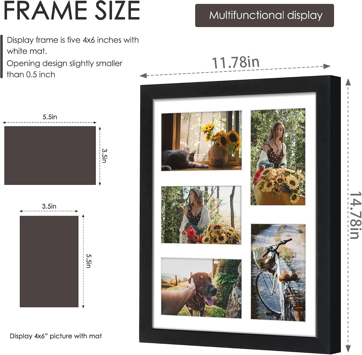 11x14 Collage Picture Frame, 4x6 Collage Picture Frame, Displays Five 4x6 inch gallery