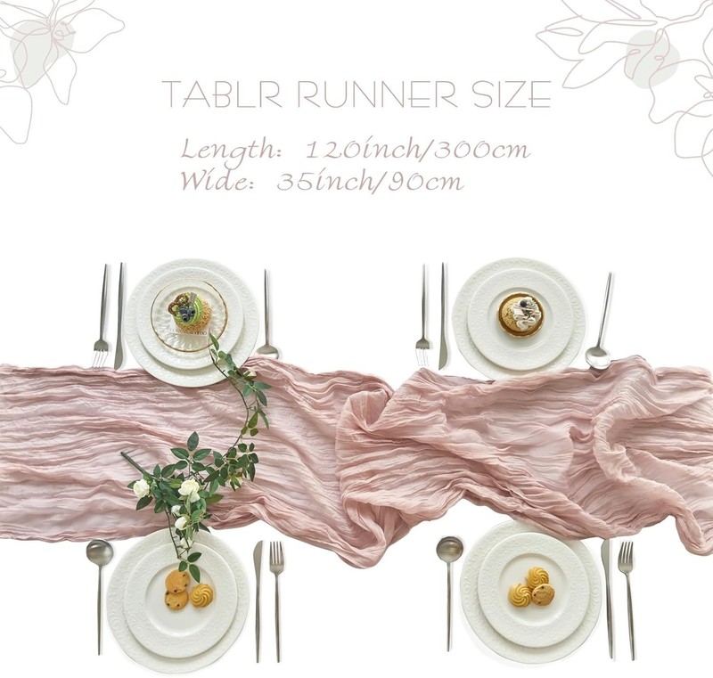 2 Pack Sage pink Easter Cheesecloth Table Runner Boho Rustic Cheese Cloth gallery