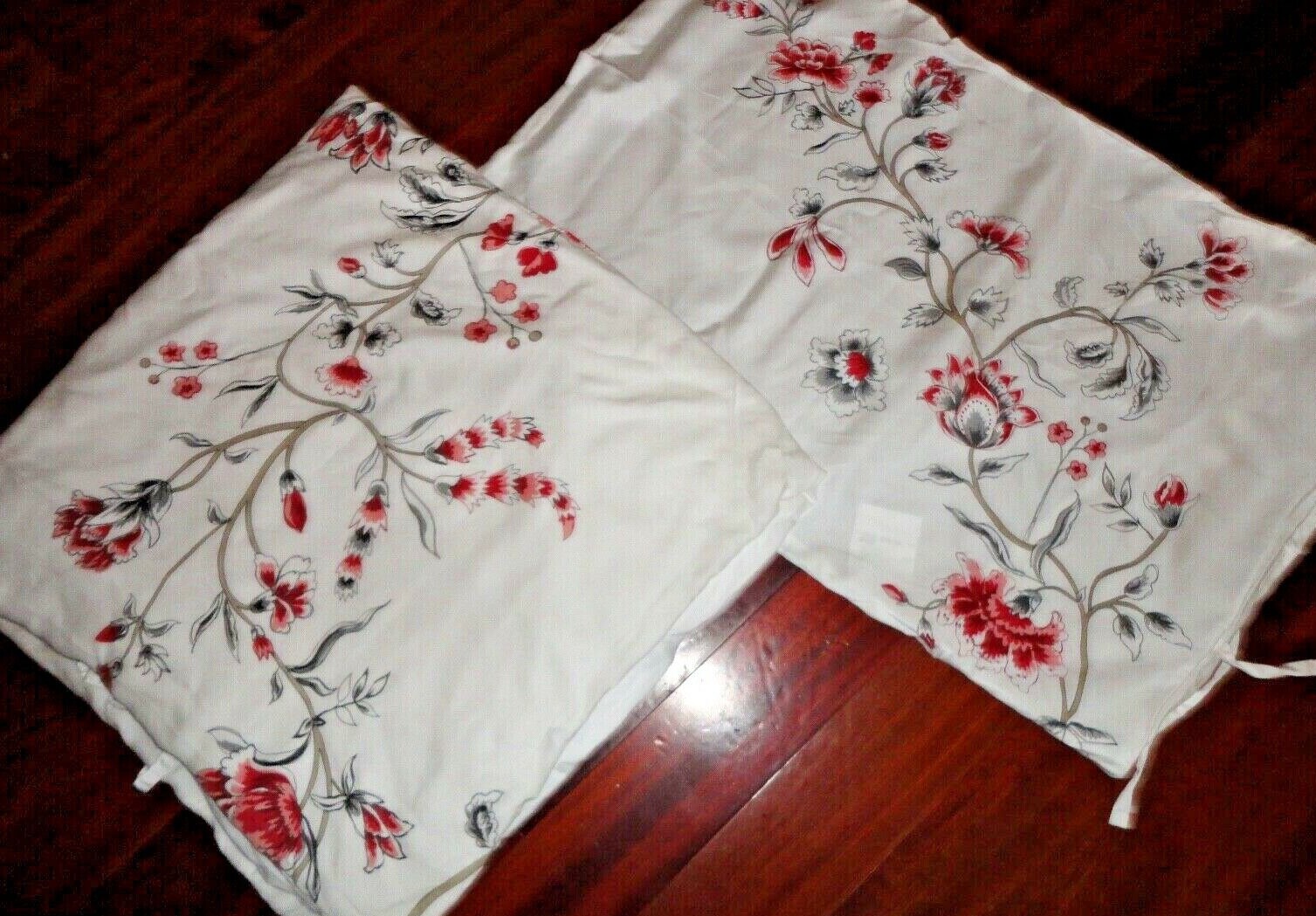 IKEA RODBINKA RED GRAY TAN FLORAL (2PC) TIE FULL DUVET & SHAM SET 100% LYOCELL gallery