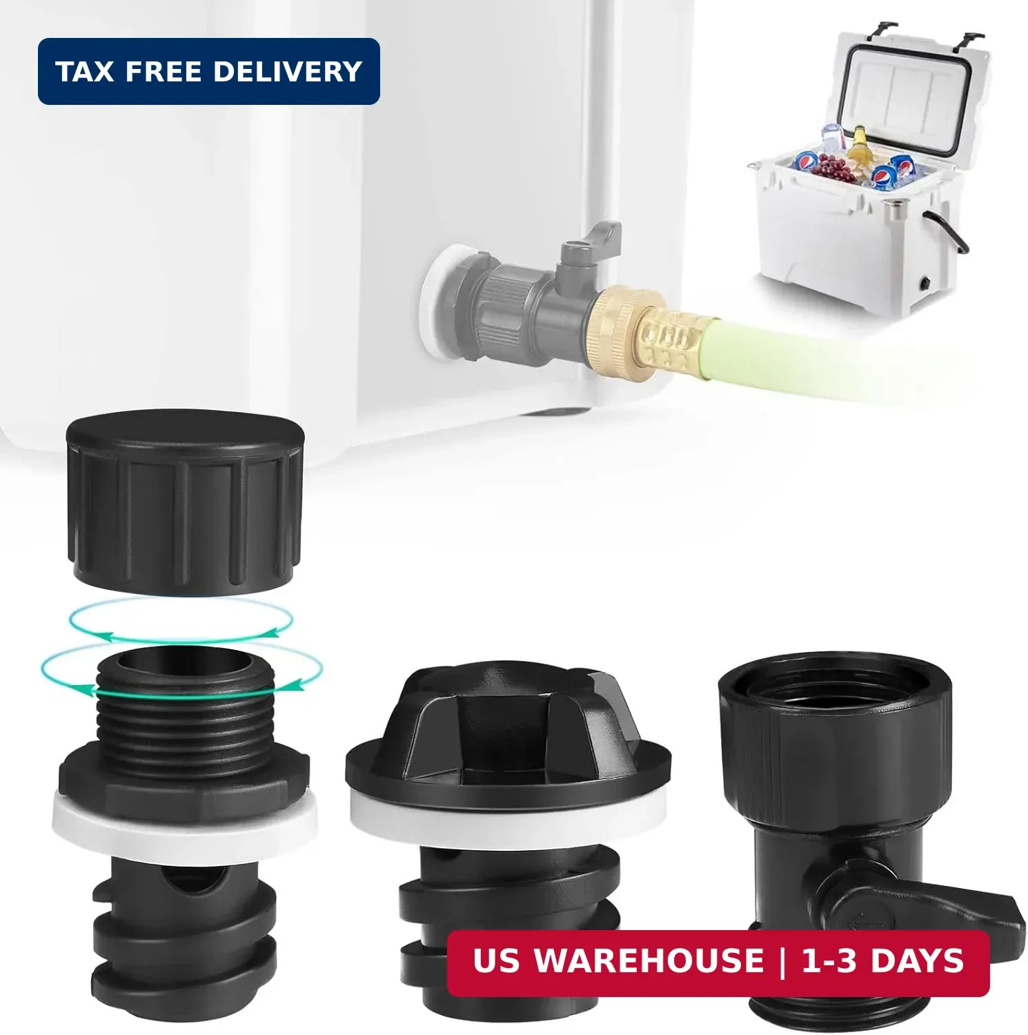 WADEO Cooler Drain Plug Hose Connection, Replacement Drain Plug with Garden Hose gallery