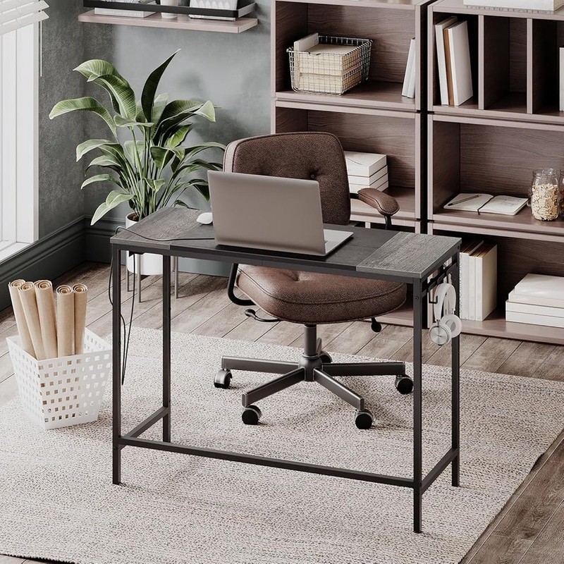 Durable Compact Computer Desk W/ Storage Hooks Home Office Study Gaming New gallery