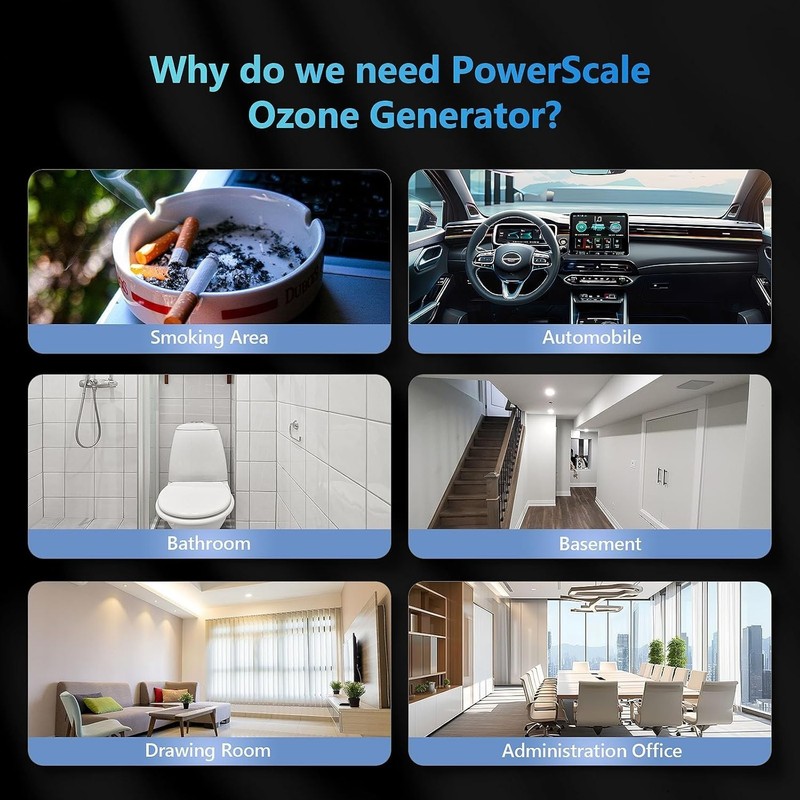 High-Efficiency Ozone Machine: 90,000mg/h Output for Safe Odor Removal - Black gallery