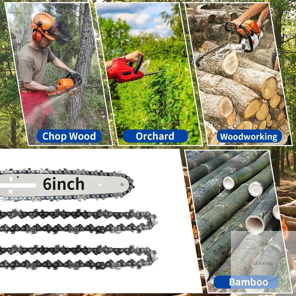 6 Inch Chainsaw Chain Blade and Guide Bar, Replacement Chain Saw Bar and Chains gallery