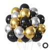 Black Gold Silver Balloons Set, 60 Pcs 12 Inch Metallic Chrome Gold Silver Ba... gallery