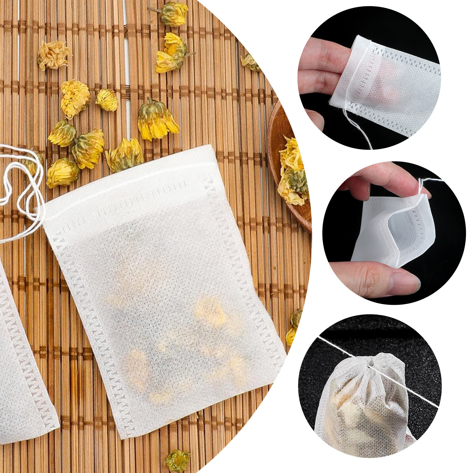 500pcs Disposable Empty Tea Bag Drawstring Seal Teabags Loose Leaf Tea Filters gallery