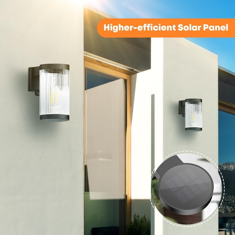 2pack Solar Power Wall Light Outdoor Garden Dusk to Dawn Waterproof Wall Lamp gallery