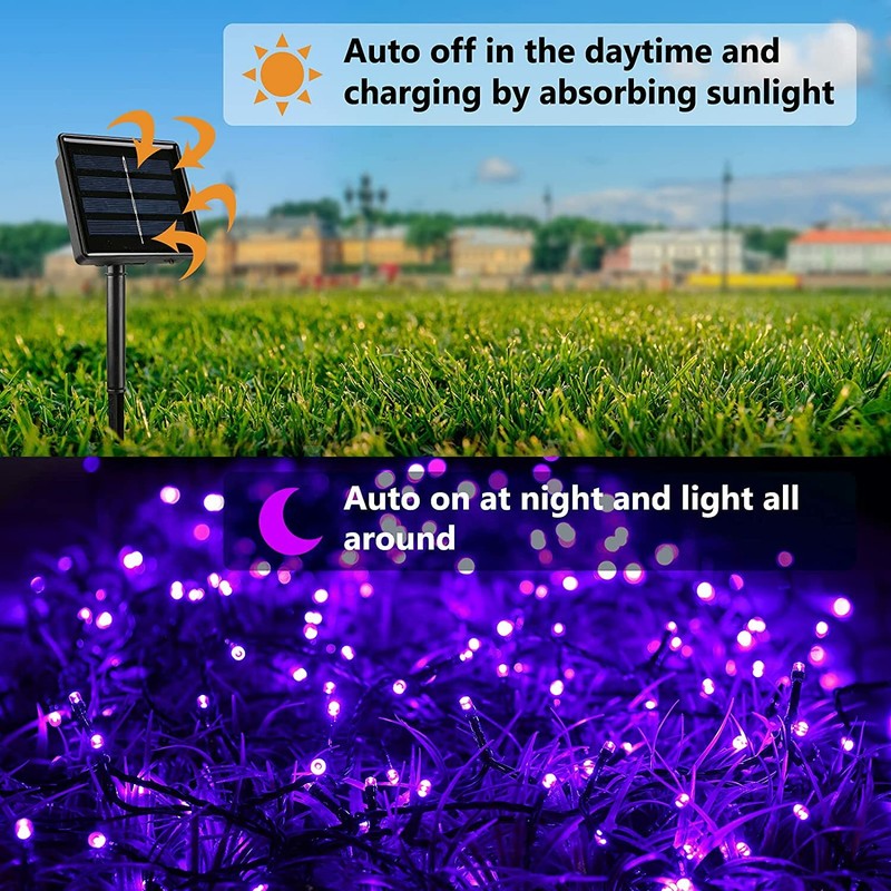 2 Pack Solar String Light 100 LED 33ft 8 Modes Solar Christmas Lights Waterproof gallery