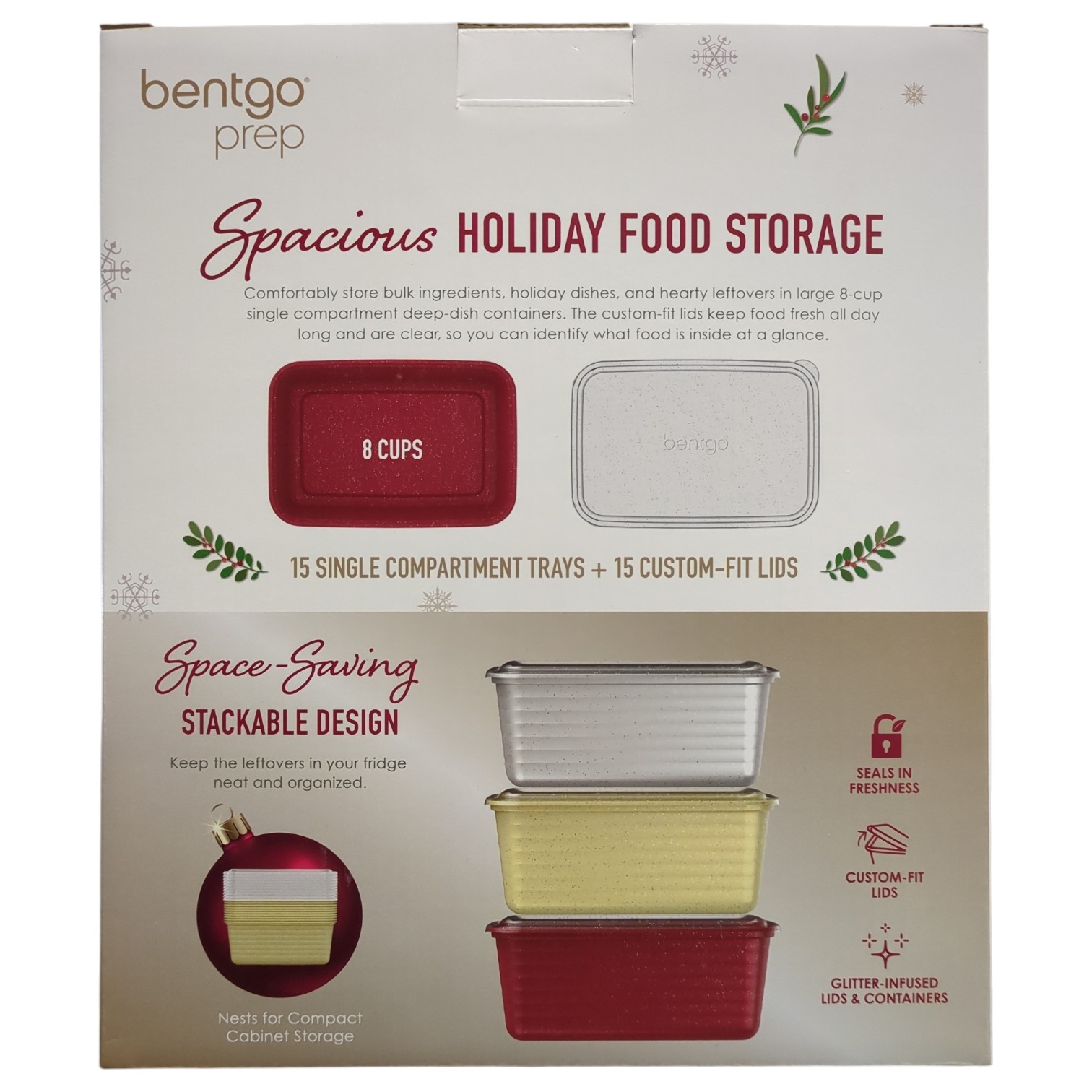 Bentgo Prep 30pc Deep-Dish Food Storage Set, Holiday Glitter Collection gallery