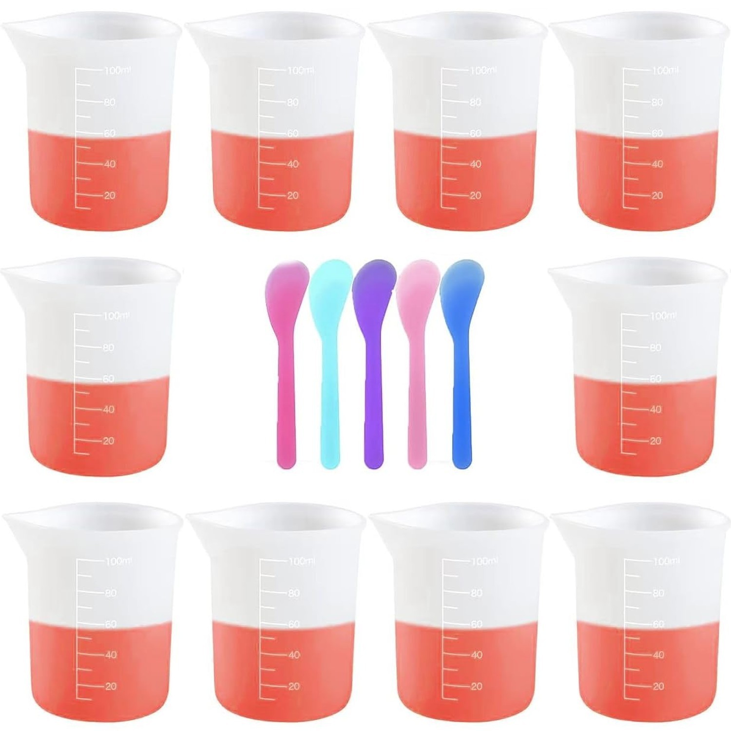 10 Pcs 100ml Silicone Measuring Cups, Nonstick Mixing Cups for Resin Molds, D... gallery