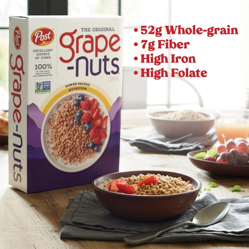 Post Grape Nuts Original Breakfast Cereal Crunchy Whole Grain 29 oz Box gallery