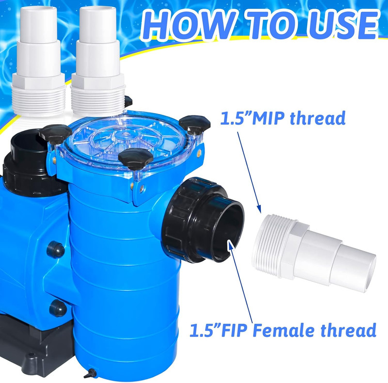 4 Pieces Pool Hose Adapter Replacement 1 1/4" to 1 1/2" Threaded PVC Connector, gallery