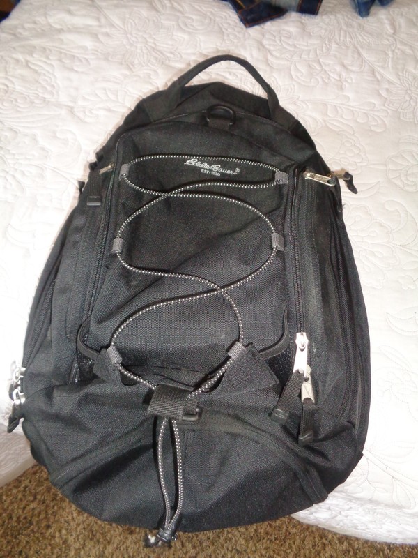 Eddie Bauer Backpack- Black- Cargo -Hiking- Compartments
