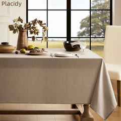 Khaki Linen Rectangle Tablecloth 60×84″ Textured Burlap Tan Boho Farmhouse