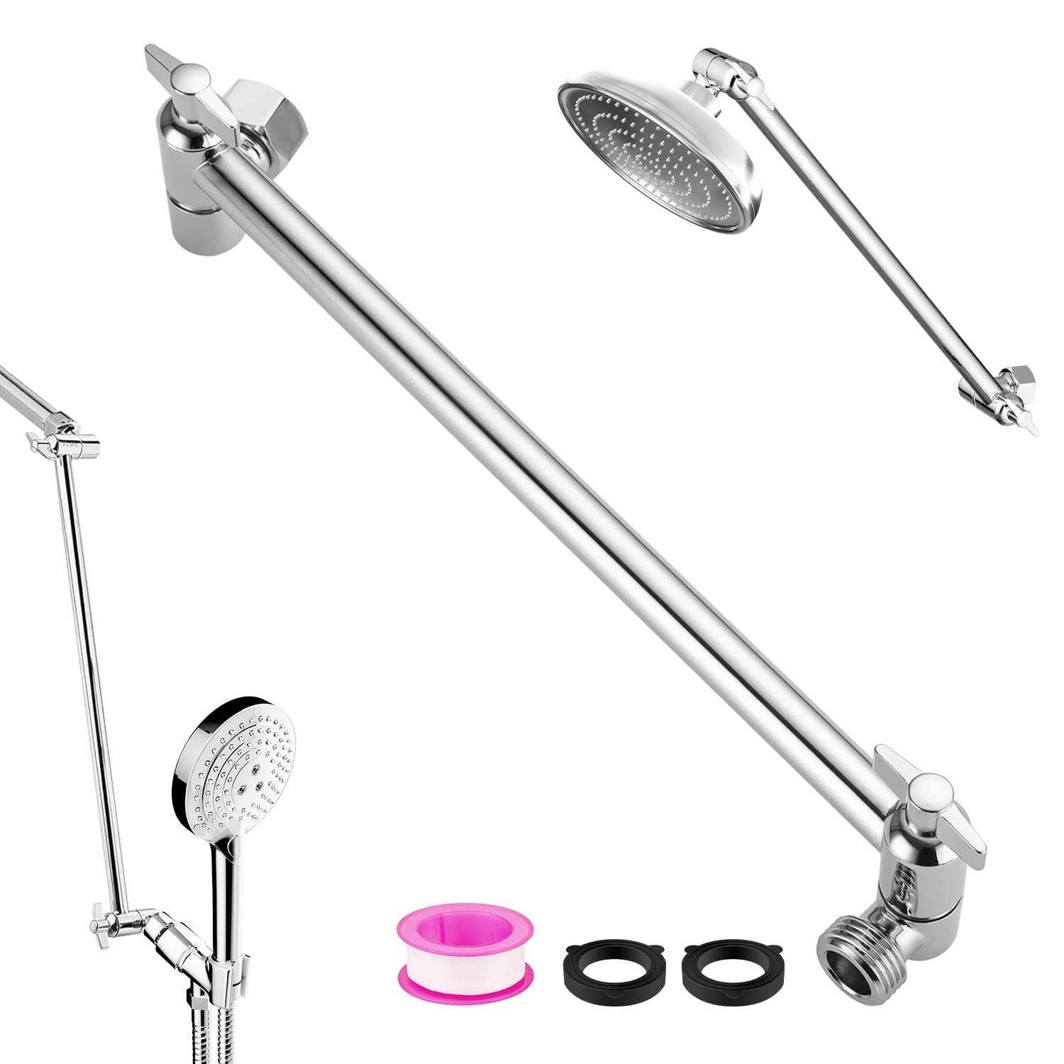 Rain Shower Head Extension Arm Stainless Steel Adjustable Shower Extension Ar... gallery