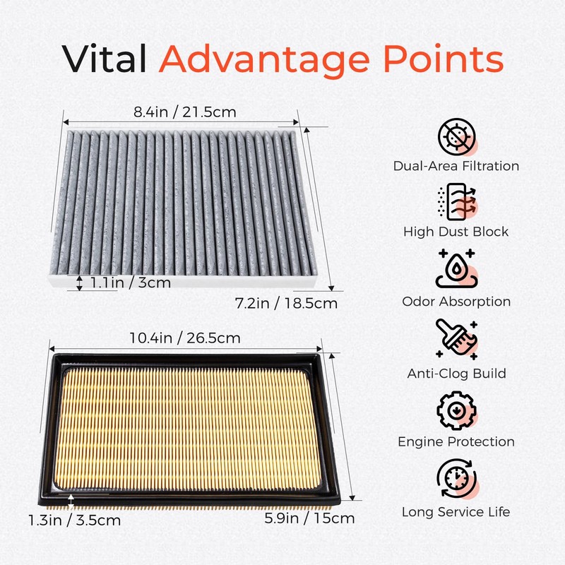 Cabin & Engine Air Filter Kit Compatible with Toyota 2018-2025 Camry, Corolla, gallery