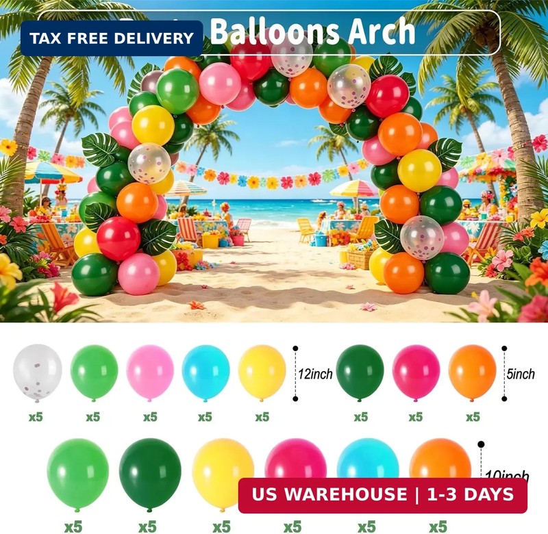 200 Pcs Aloha Luau Party Decorations Set, Hawaiian Tropical Summer Beach Party S gallery