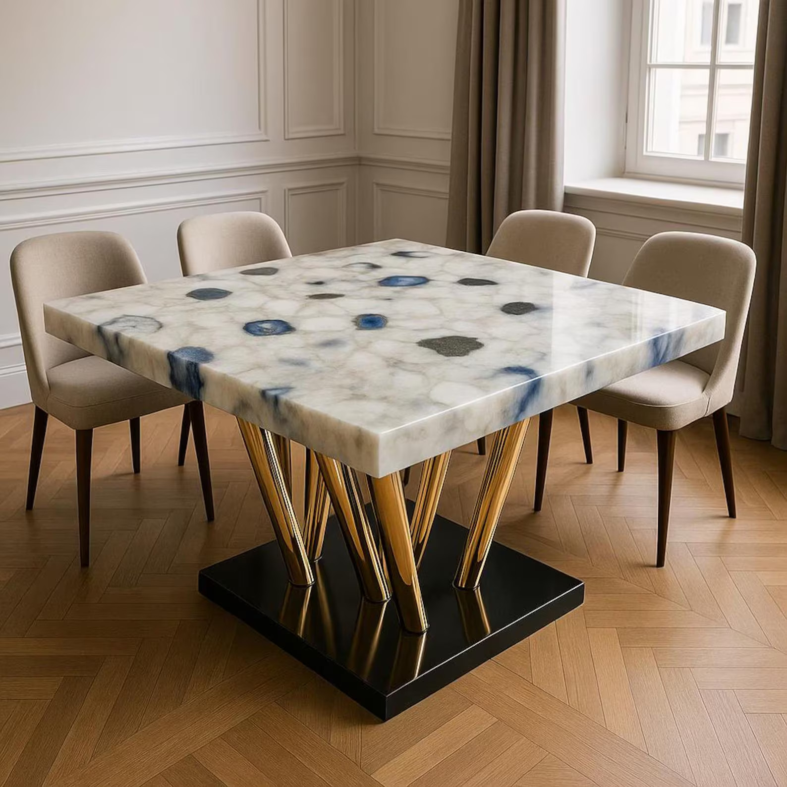 Agate Gemstone Kitchen Table, Dining Table with Agate Top, Crystal Slab Furnitur gallery