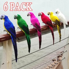 6Pcs Artificial Parrot Simulation Fake Birds Home Garden Yards Lawn Decor 25CM