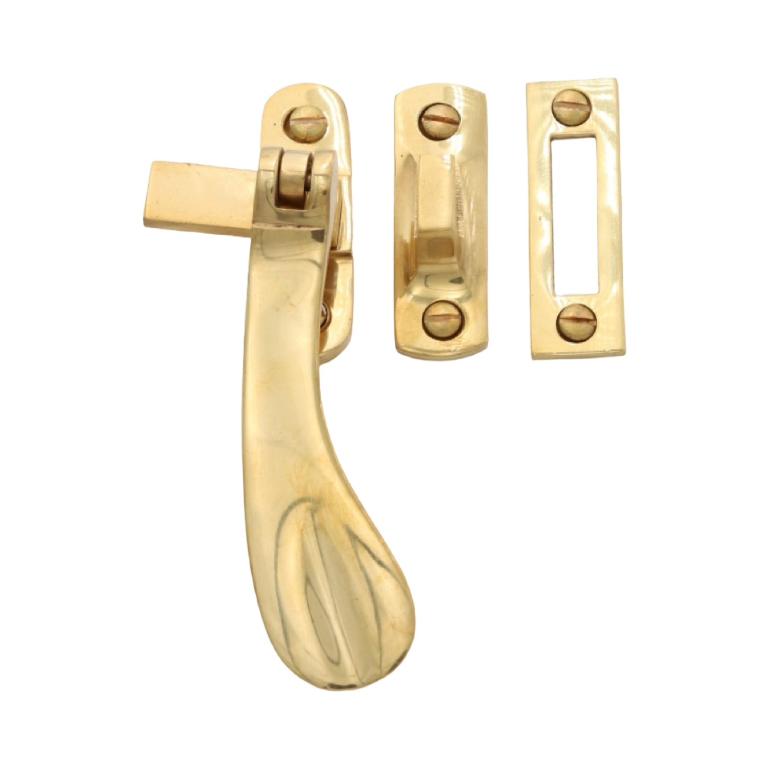 Flat Handle Window Casement Latch Set in Polished Brass gallery