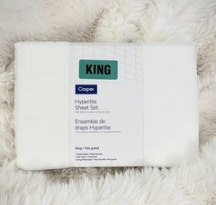 Casper Hyperlite Cooling Grid Weave 100% Lyocell WHITE 4pc KING Sheet Set NWT!