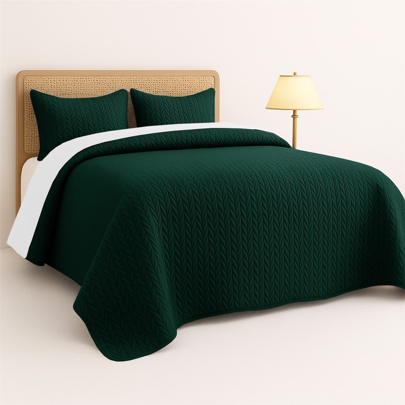 3 Piece Embossed Bedspread Quilt Set Soft Quilted Coverlet Comforter Sets Queen gallery