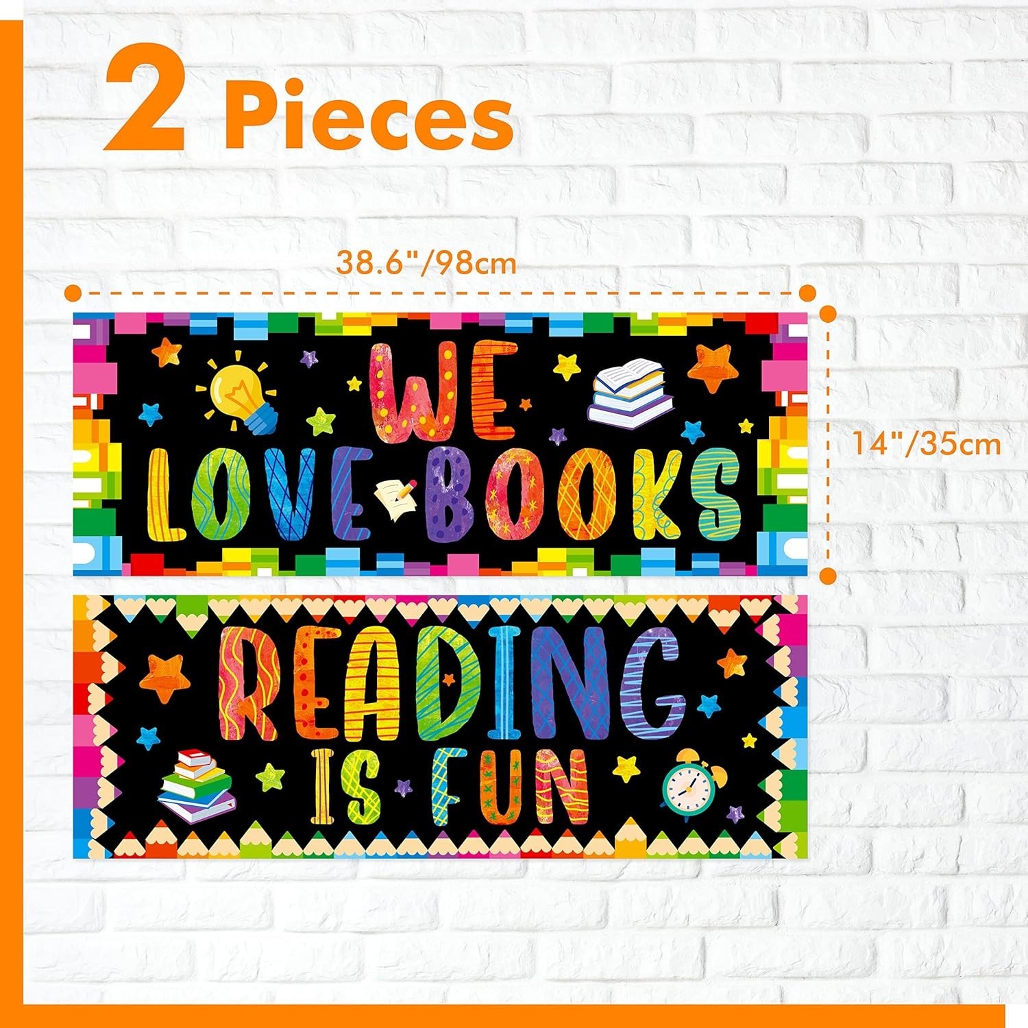Classroom Banner Poster, 2 PCS Inspirational Bulletin Board Decoration Colorful gallery