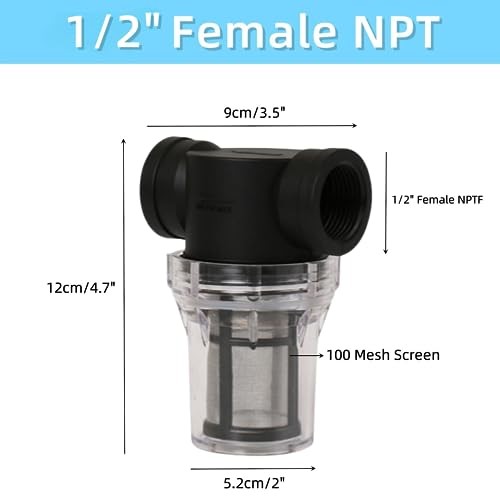 Inline Strainer with 100 Mesh Stainless Steel Filter Screen, 1/2" Female NPT gallery