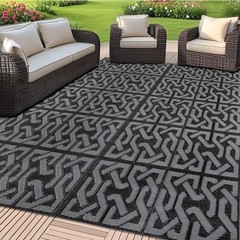 Durable Black & Grey Reversible Plastic Mat – Perfect for Beach & RV Adventures