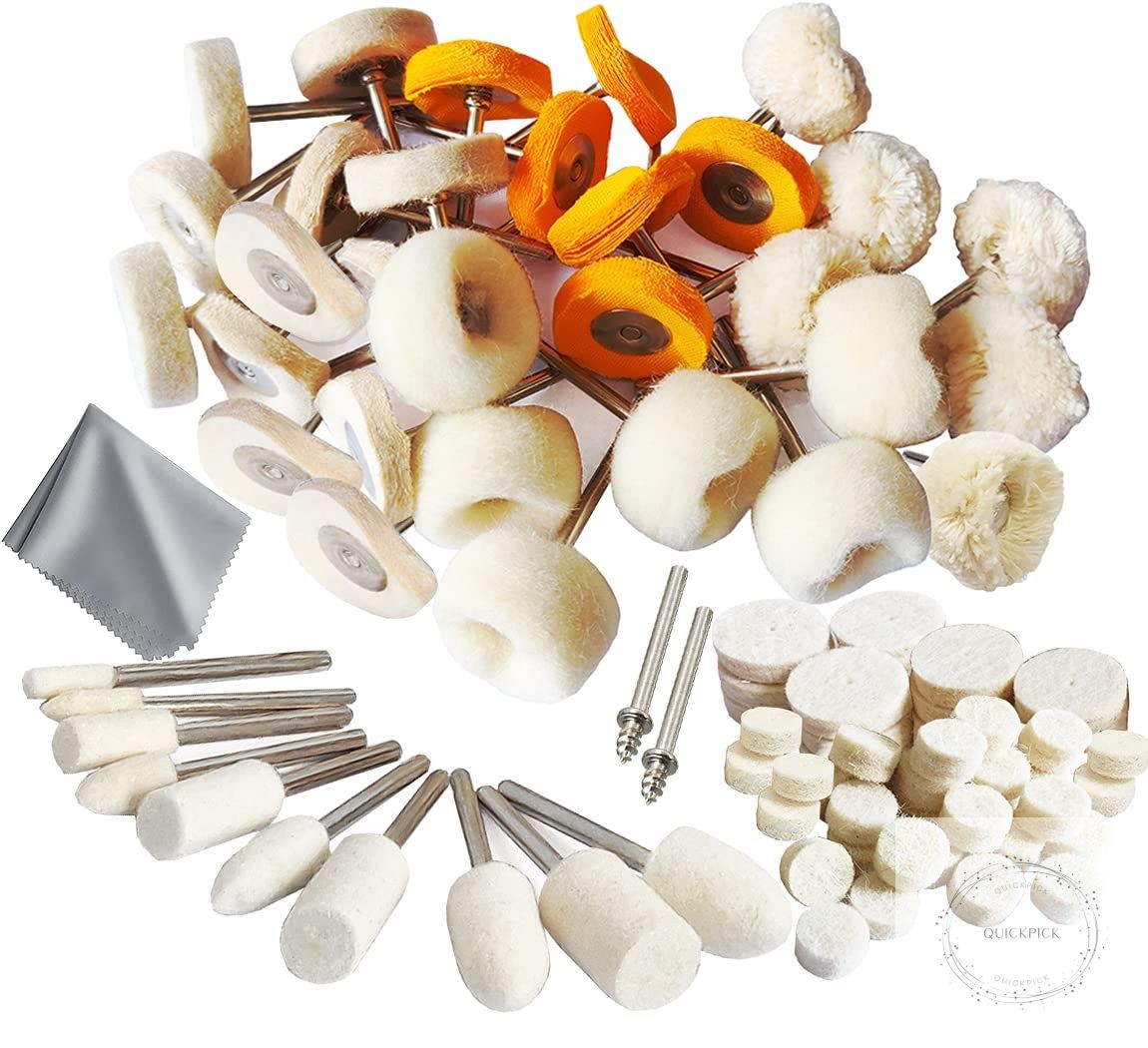 78 Pcs Polishing Buffing Wheel Set for Dremel Polishing Kit Felt Wool Cotton 1/8 gallery