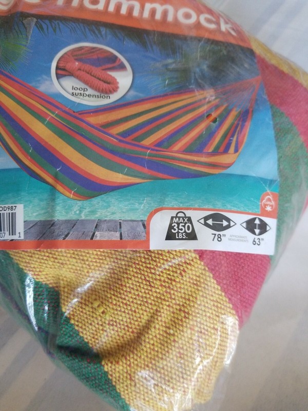 COTTON CANVAS MULTI COLORED LOUNGE HAMMOCK -SUPPORTS UP TO 350 POUNDS New gallery