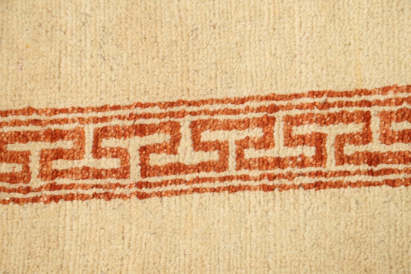 IVORY/ RUST Bordered Gabbeh Kashkoli Handmade Oriental Runner Rug 2' 8" x 9' 1" gallery