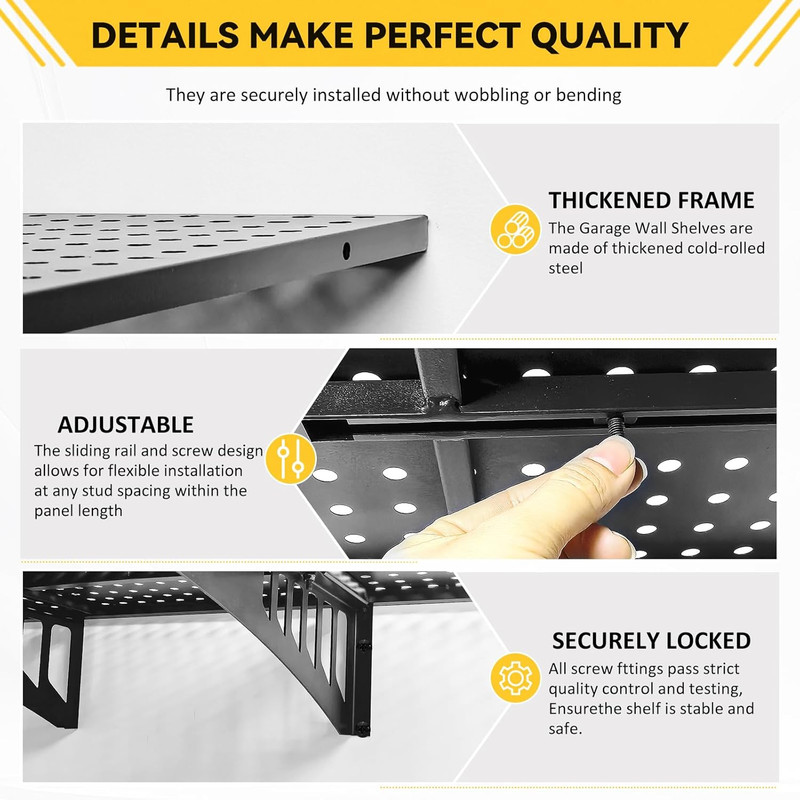 Heavy Duty 2-Pack Adjustable Garage Wall Shelves, 800 Lb Capacity gallery