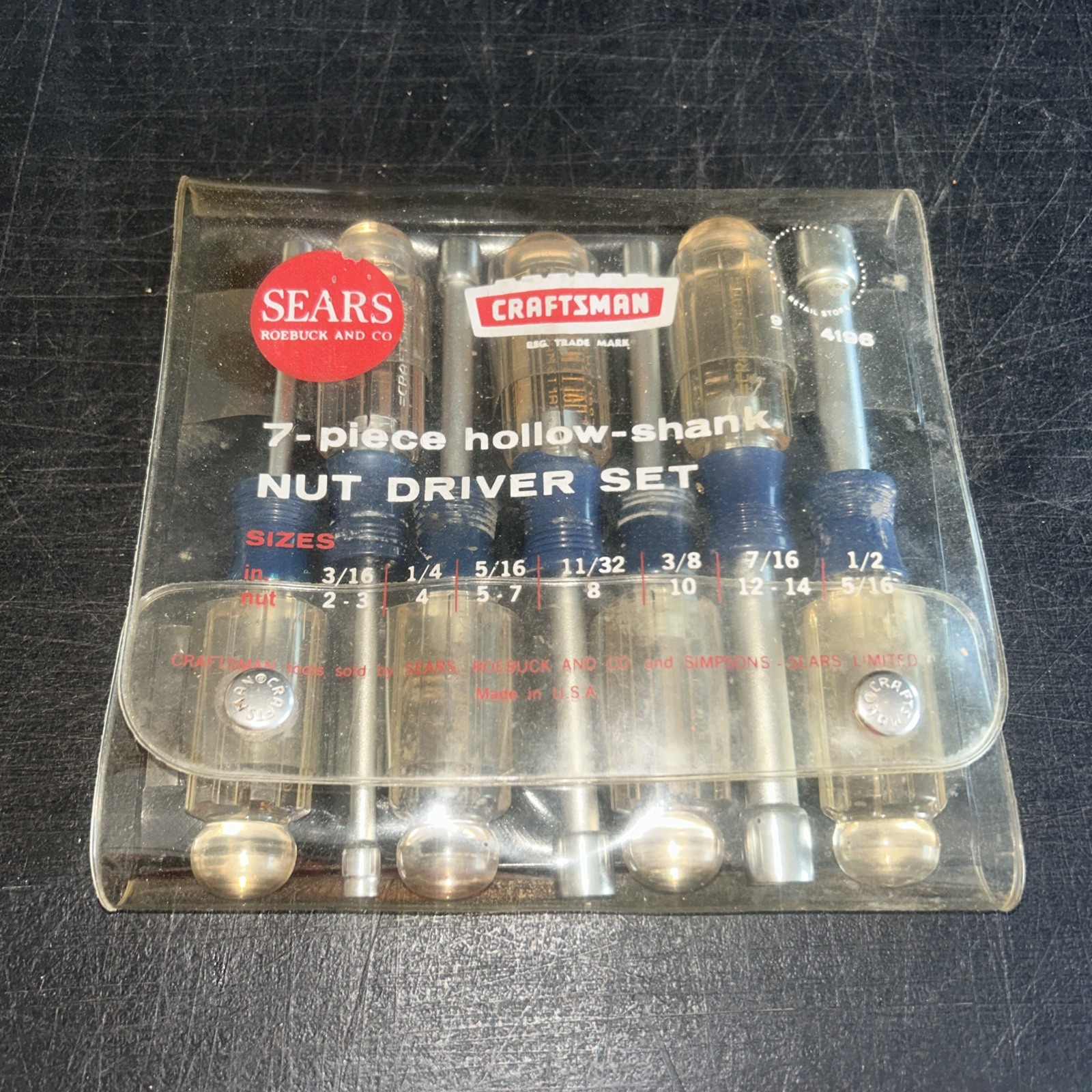 Vintage Craftsman 7 Pc Hollow Shank Nut Driver Set 9-4196 Made In USA 3/16-1/2” gallery