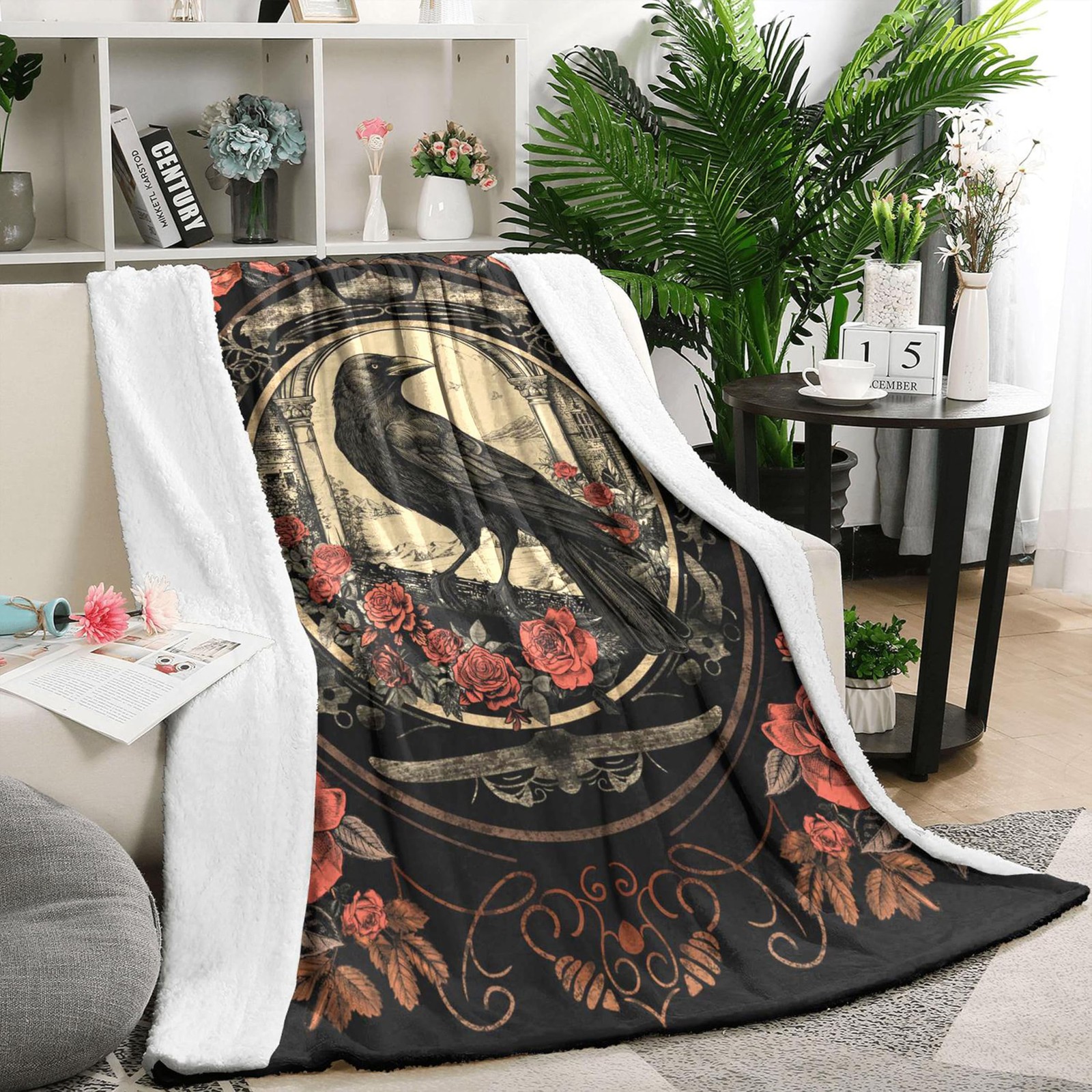 Halloween Goth Throw Blanket 50x60 Inch Gothic Crow Blankets Soft Lightweight... gallery
