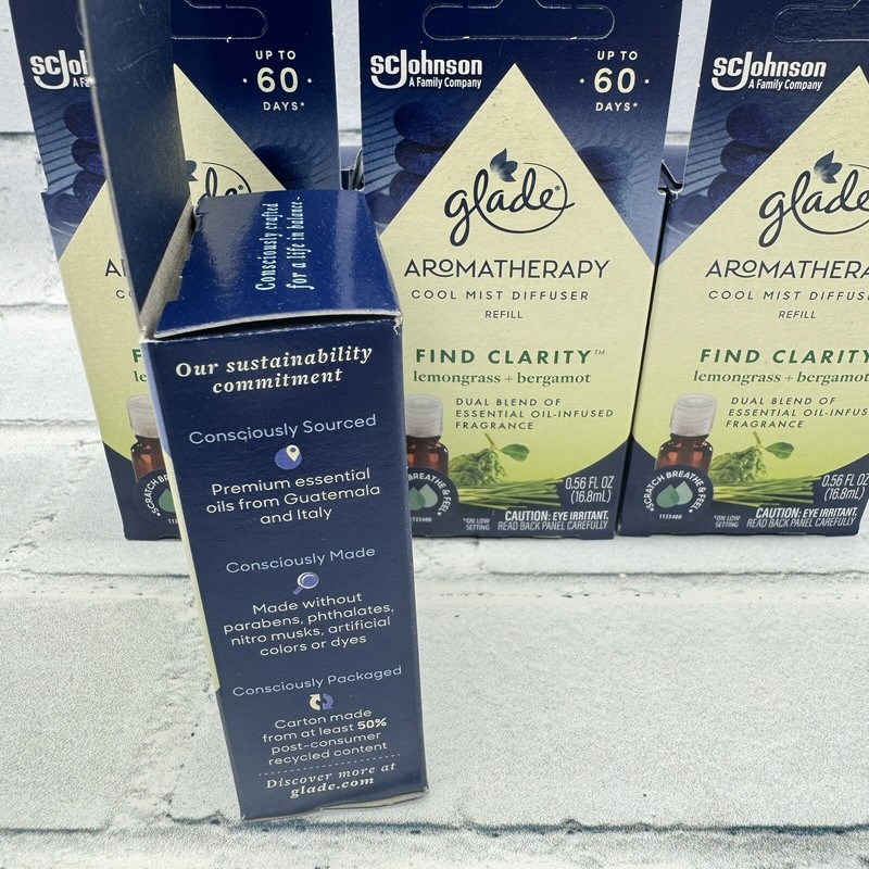 4 Pack Glade Aromatherapy Cool Mist Diffuser Refill Clarity Lemongrass Bergamot gallery