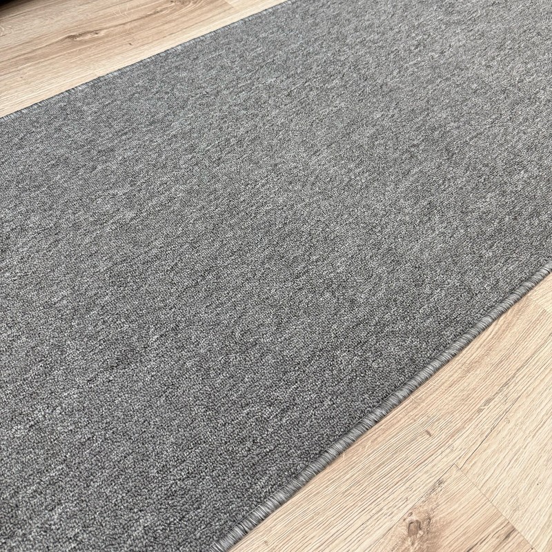Custom Size Runner Rug Low Profile Loop Pile Anti Slip Solid Black Color gallery