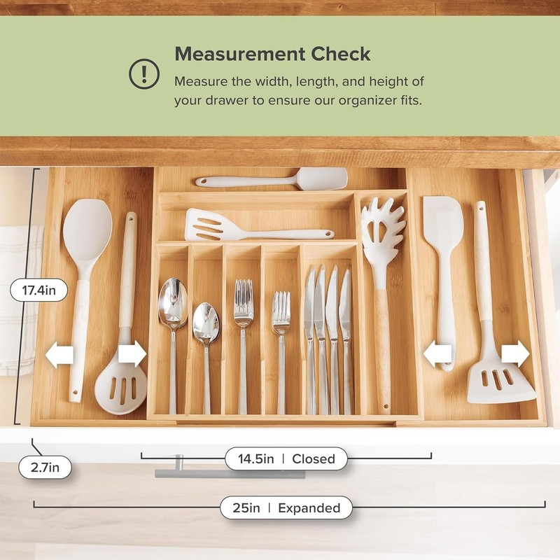 Silverware Flatware Utensil Organizer Expandable 14-25 In Bamboo gallery