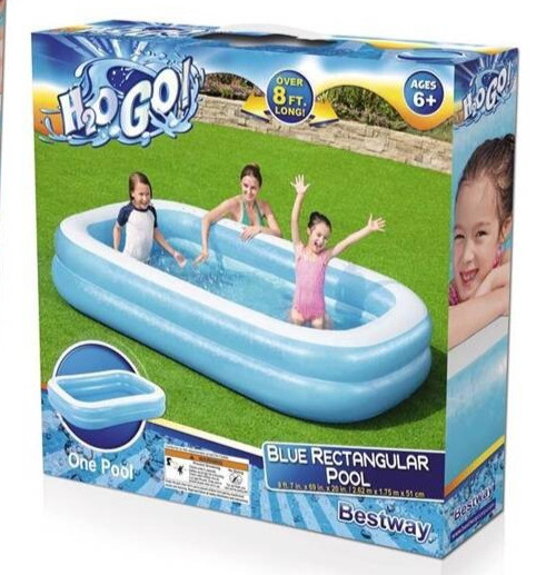 Inflatable Pool 8' 6" L X 69'' W 206-Gal Blue, Bestway 54006E H2O GO! gallery