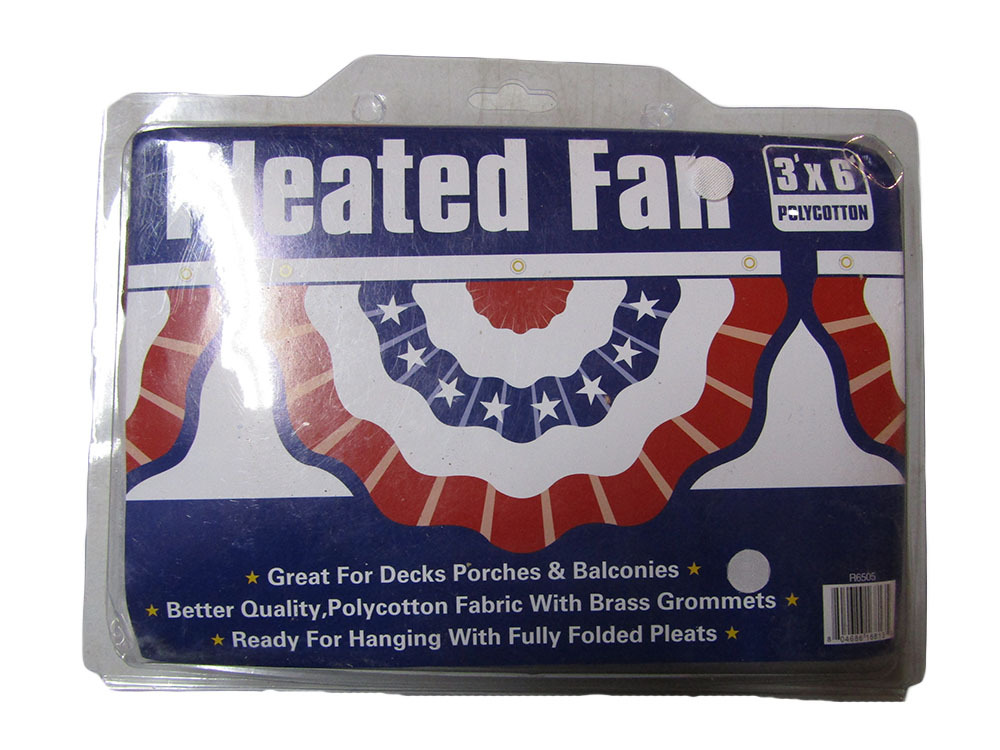 (3 pack) 3x6 FT Double Sided Poly/Cotton US Made American Flag Bunting Half Fan gallery
