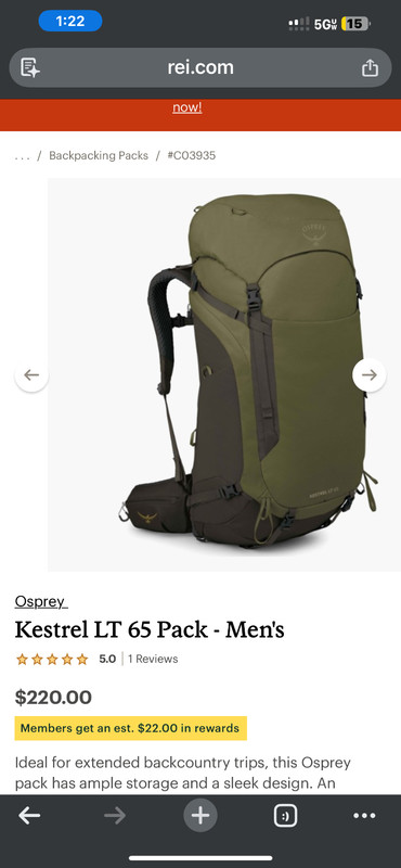 Osprey Backpack Kestrel 65 Moss Green L/XL 4