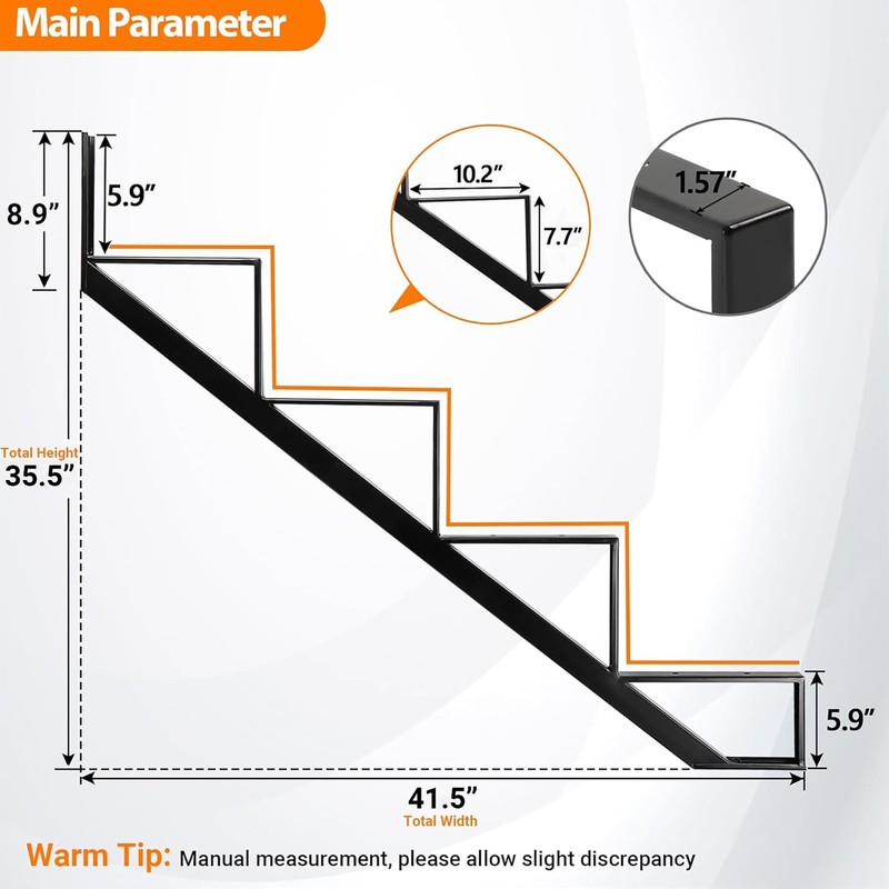 Steel Stair Step Riser 2 Pack, 4-Step Steel Stair Stringer, One Step Stair St... gallery