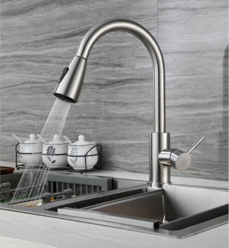 KITCHEN FAUCET SWIVEL DECK MOUNT SINGLE HOLE TAP BRUSHED STAINLESS STEEL BAR NEW gallery