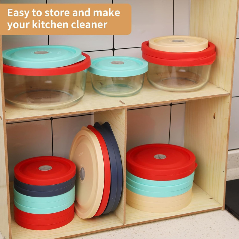 Replacement Lids for Pyrex 7202-PC 1 Cup, Silicone round Storage Cover Lid for A gallery