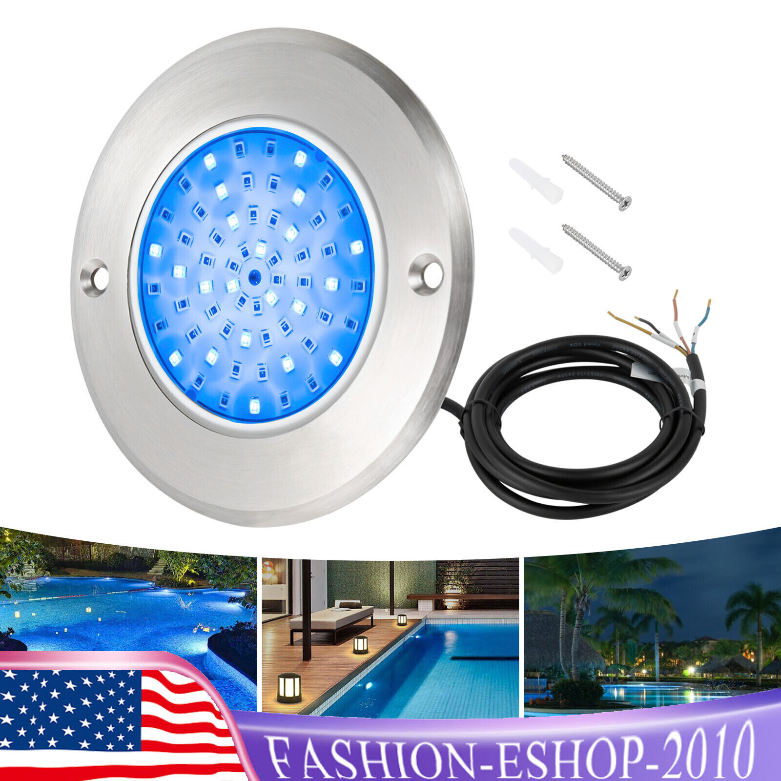 RGB LED Swimming Pool Light Spa Light Stainless Resin filled Underwater Lamp+RC gallery