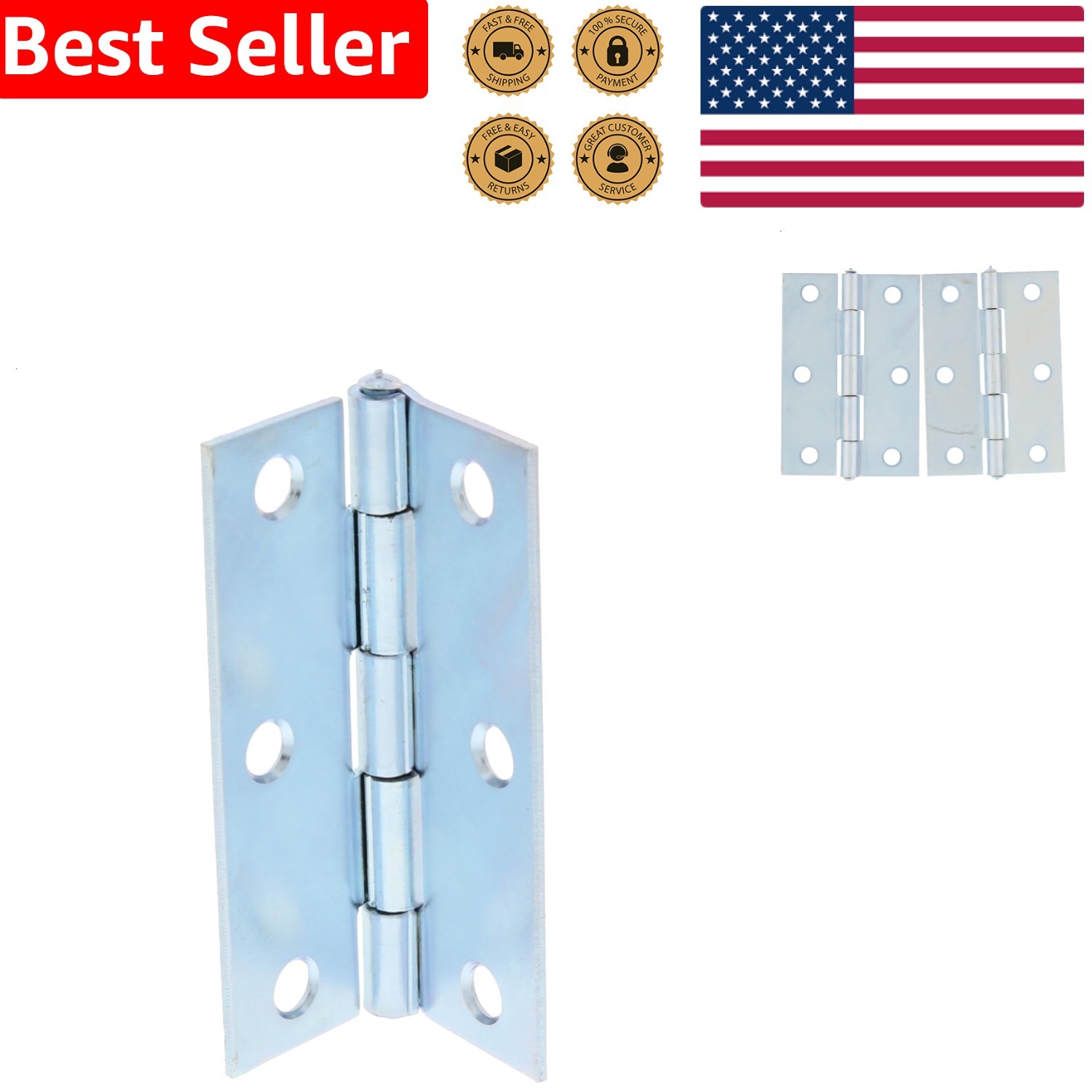 New Ultra Hardware 2.5 Inch Square Corner Narrow Hinge Silver 2 Piece gallery