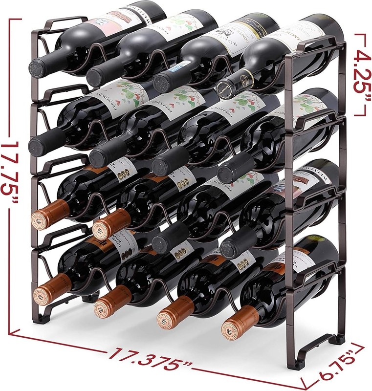 Simple Trending 4-Tier Stackable Wine Rack, Standing Bottles Holder Organizer, gallery