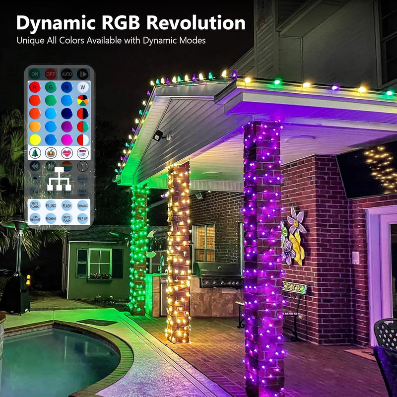 RGB Color Changing String Lights, 33FT 100 LED Red White Blue String Lights with gallery