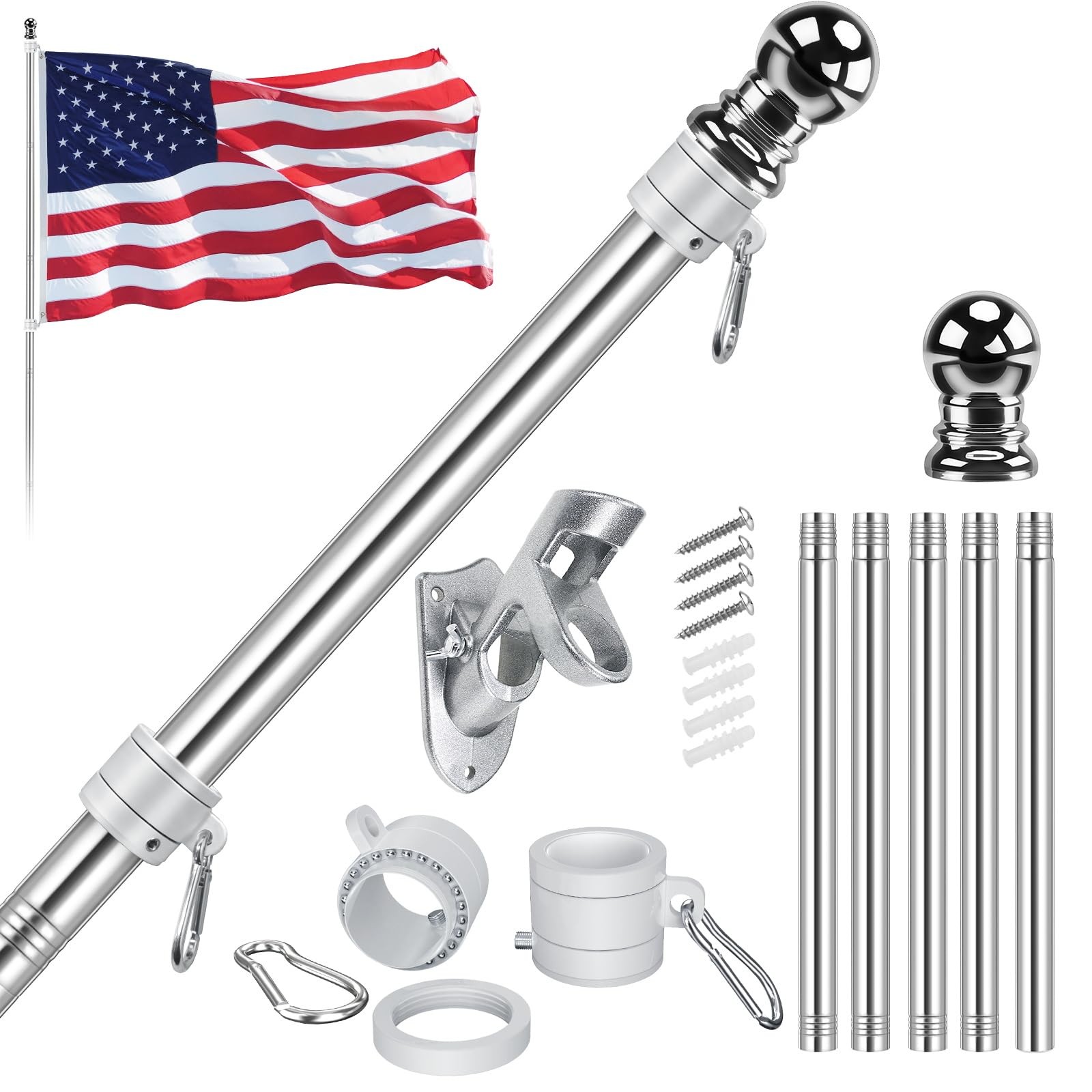 American Flag 3x5 With Aluminum Pole Kit For Outside Porch Heavy Duty Clearance gallery