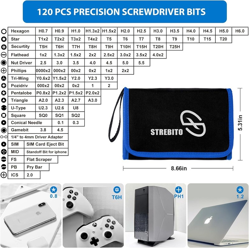 STREBITO Electronics Precision Screwdriver Sets 142-Piece with 120 Bits Magnetic gallery